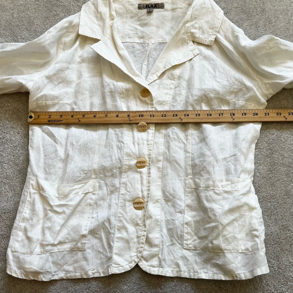 FLAX BUTTON DOWN TOP W/ POCKETS SIZE LARGE MINIMALIST MODERN CHIC SOPHISTICATED - Picture 7 of 9